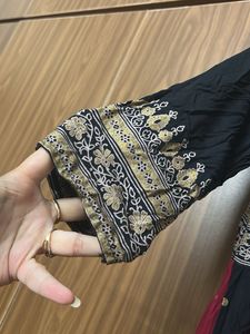 Elegant Black &amp; Maroon Ethnic Gown