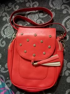Red Studded Crossbody Bag