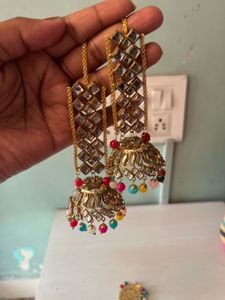 Stunning Jhumka Earrings with Colorful Beads