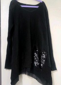 Gothic Lolita Noir Sequin Asymmetrical Knit Tunic