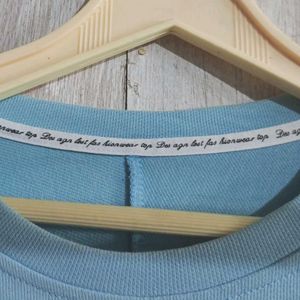 Cute Light Blue Cropped Sweatshirt
