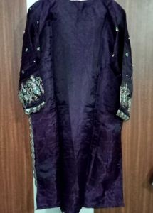 Embroidered purple Kurta with plazo and dupatta
