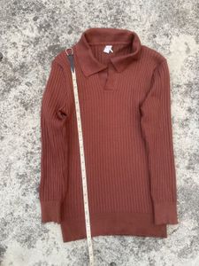 unisex Ribbed Knit Polo compression Pullover