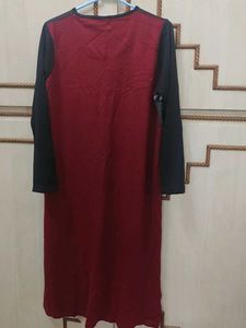 Stylish Maroon &amp; Grey Kurta with Geometric Print