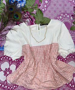 Chic White & Pink Gingham Crop Top