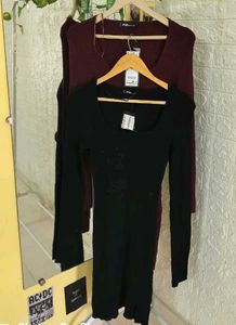 Black Ribbed Bodycon Dress