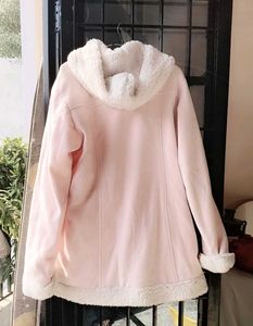 Pink Faux Suede Duffle Coat