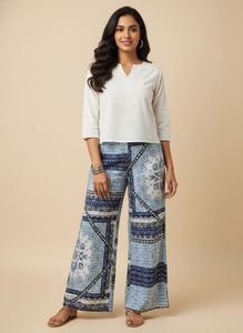 Boho Print Wide Leg Pants