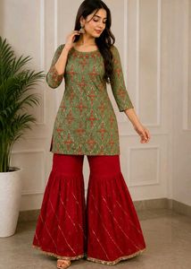 red gharara suit new
