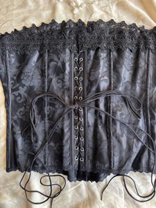 Lace Trimmed Brocade Corset Top