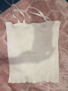 White Ribbed Knit Tank Top
