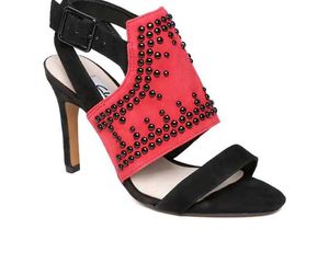 Clarks Black & Red Shola Curtain Embellished