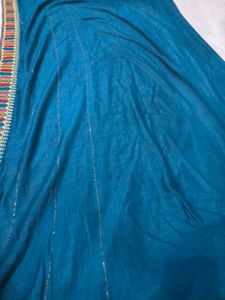 Embroidered Teal Blue saree