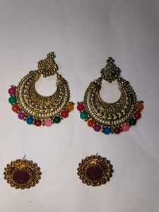 Boho Multicolor Beaded Jhumka Earrings