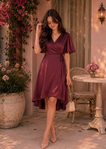 Elegant Satin Wrap Dress