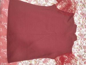 Chic Red Top with Sheer Sleeves
