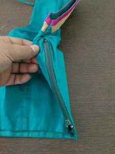 Teal Blouse with Decorative Trim