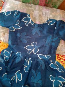 Boho Blue Floral Print Midi Dress