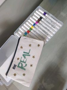 hand painted 'Be Real' Canvas Pouch (new)