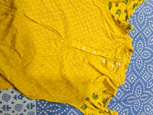 Yellow Printed Kurta 34-36