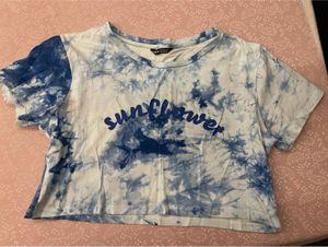 Blue Tie-Dye Crop Top