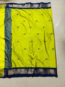 Vibrant Yellow Saree with Blue Border