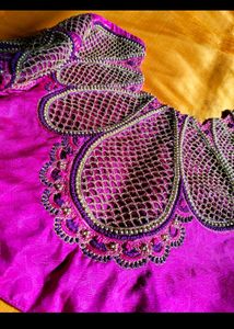 Pure Silk Maggam Blouse With Cutwork Design