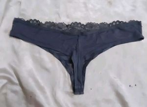 Lace Trim Striped Thong panty