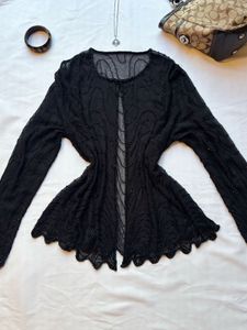 Elegant Beaded Black Blouse