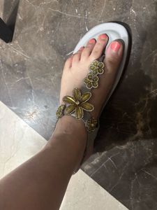 Floral Embellished T-Strap Sandals
