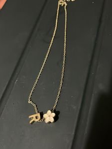 Delicate "R" &amp; Flower Pendant Necklace