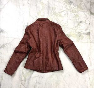 Dark Brick Red Leather Moto Jacket