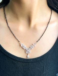 Rose Gold Diamond Mangalsutra And Tops Combo Pure Silver 925
