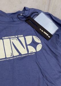 Blue Graphic Print Cropped T-Shirt