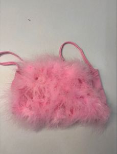 Pink Feather Trim Cami Top