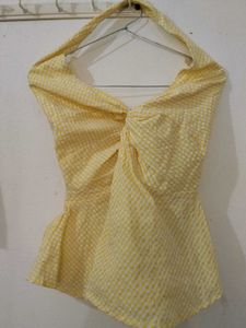 Yellow Gingham Halter Top