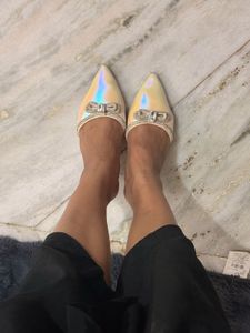 Sparkling Bow Pointed Toe Mules
