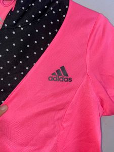 Adidas Pink &amp; Black Polka Dot Hoodie