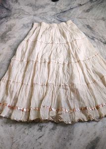 Tiered Cream Ethnic Skirt