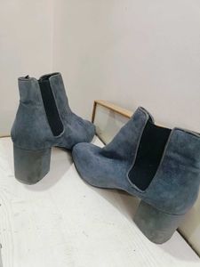 Gray Suede Ankle Boots