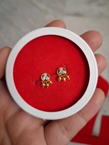Gold Stud Earrings with Stones