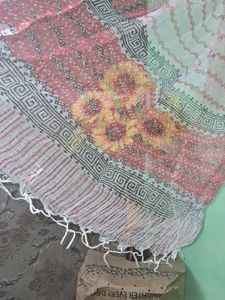 Red &amp; White Patterned Scarf