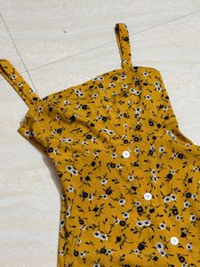 Yellow Floral Spaghetti Strap Dress