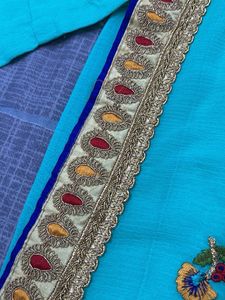 Elegant Teal Embroidered Saree
