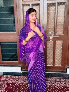Vibrant Purple Bandhani Saree