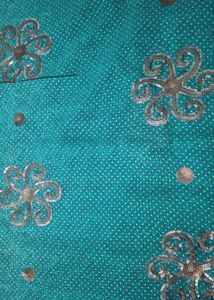 Teal Sequin Embellished Saree