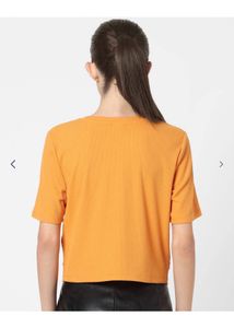 Trendy Orange Twisted Crop Top
