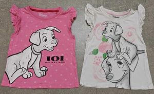 2 Set of Girls Disney Tshirts 3-4years