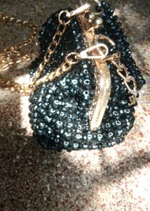Sparkly Black Beaded Clutch Bag