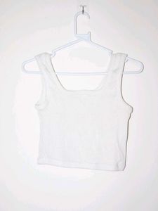 White Cropped Tank Top
